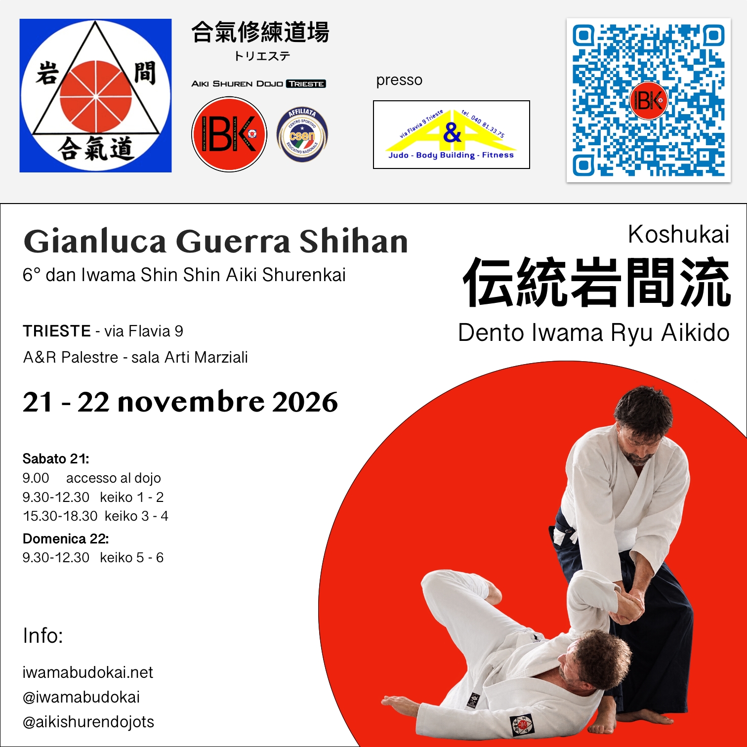 Seminario di Aikido a Trieste, novembre 2026